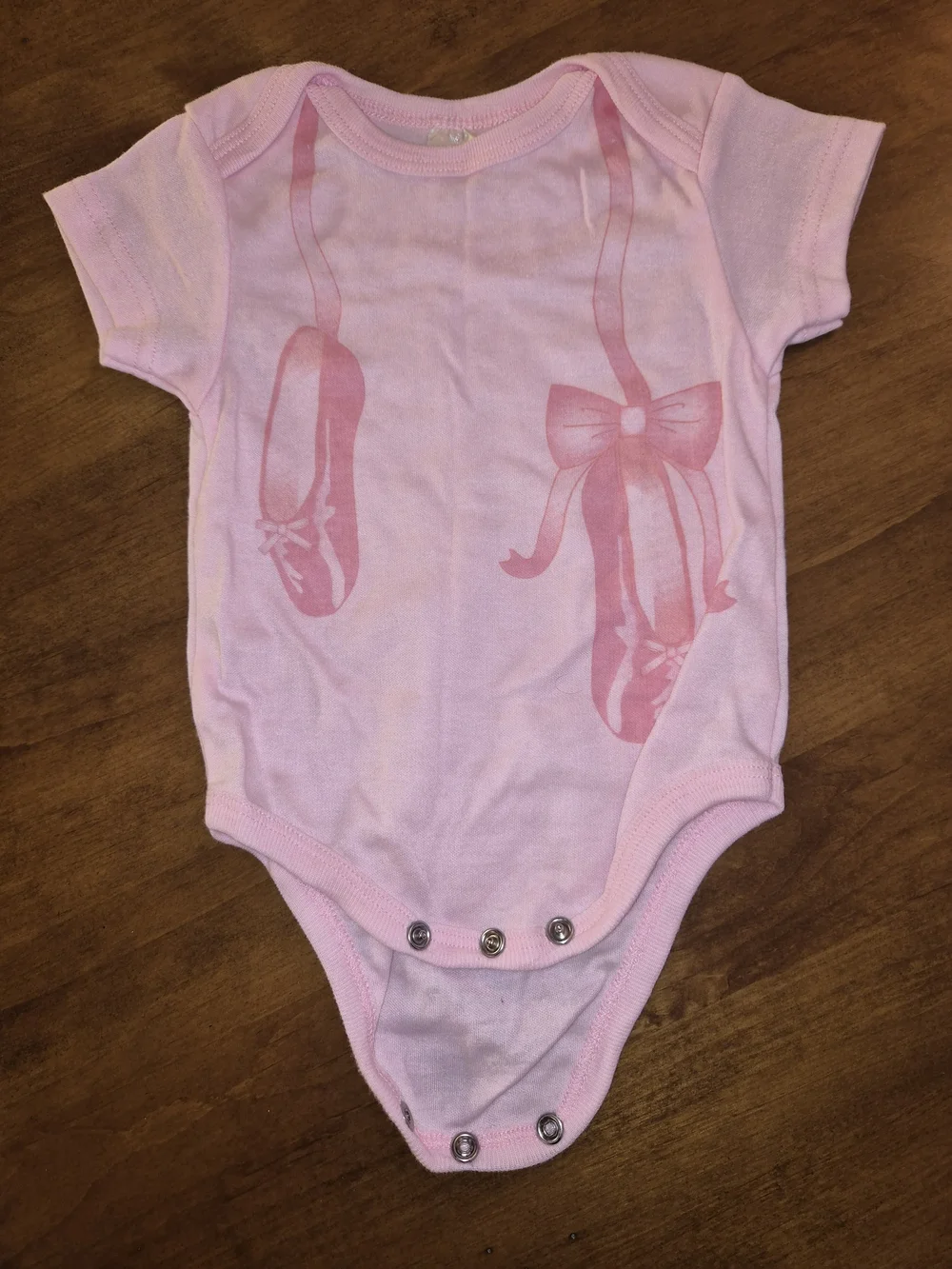 Nwot Mon Cheri Light Pink Ballet Shoes Baby One-Piece Onesie Bodysuit 3-6 months